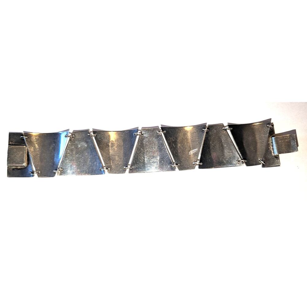 900 Fine Silver Peruvian Story Link Panel Bracelet 7.25 inches long - Picture 12 of 12